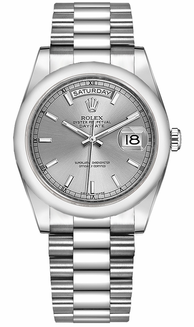 Rolex Day-Date Self winding Automatic Chronometer Silver Watch 118209-SLVSP 