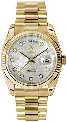 Rolex Day-Date Self winding Automatic Chronometer Silver Unisex Watch 118238-SVJDFP 