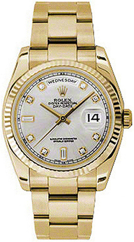 Rolex Day-Date Self winding Automatic Chronometer Silver Watch 118238-0163 