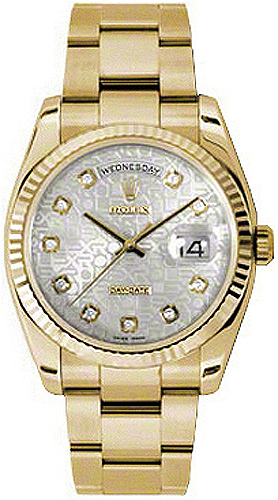 Rolex Day-Date Self winding Automatic Chronometer Silver Unisex Watch 118238-SVJDFO 
