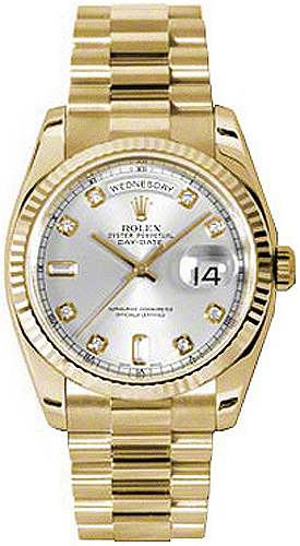 Rolex Day-Date Self winding Automatic Chronometer Silver Unisex Watch 118238-0067 