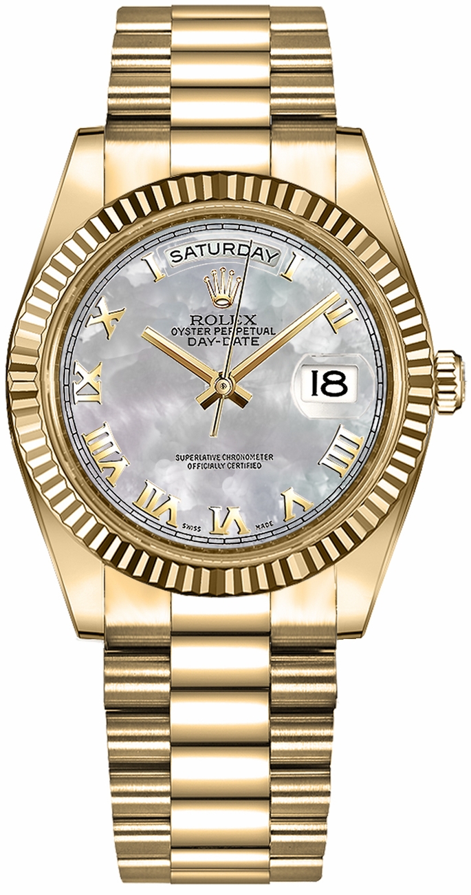 Rolex Day-Date Self winding Automatic Chronometer Pearl White Watch 118238-MOPRRP 