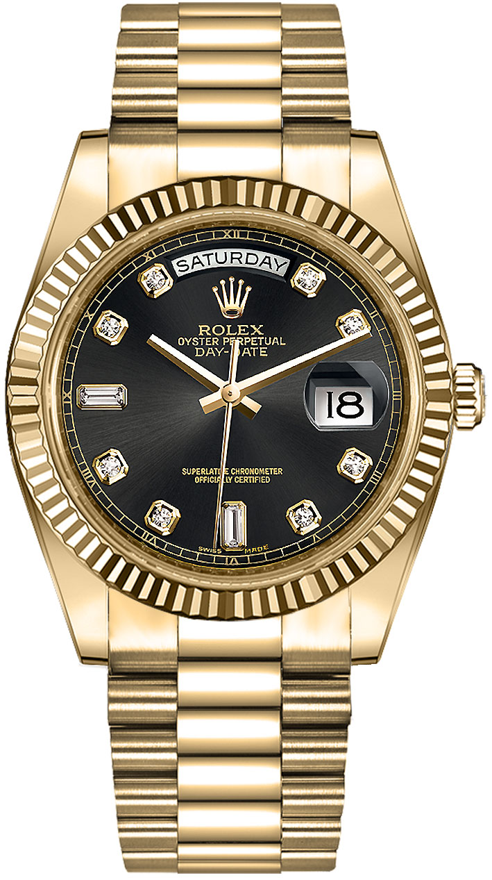 Rolex Day-Date Self winding Automatic Chronometer Black Watch 118238-0076 