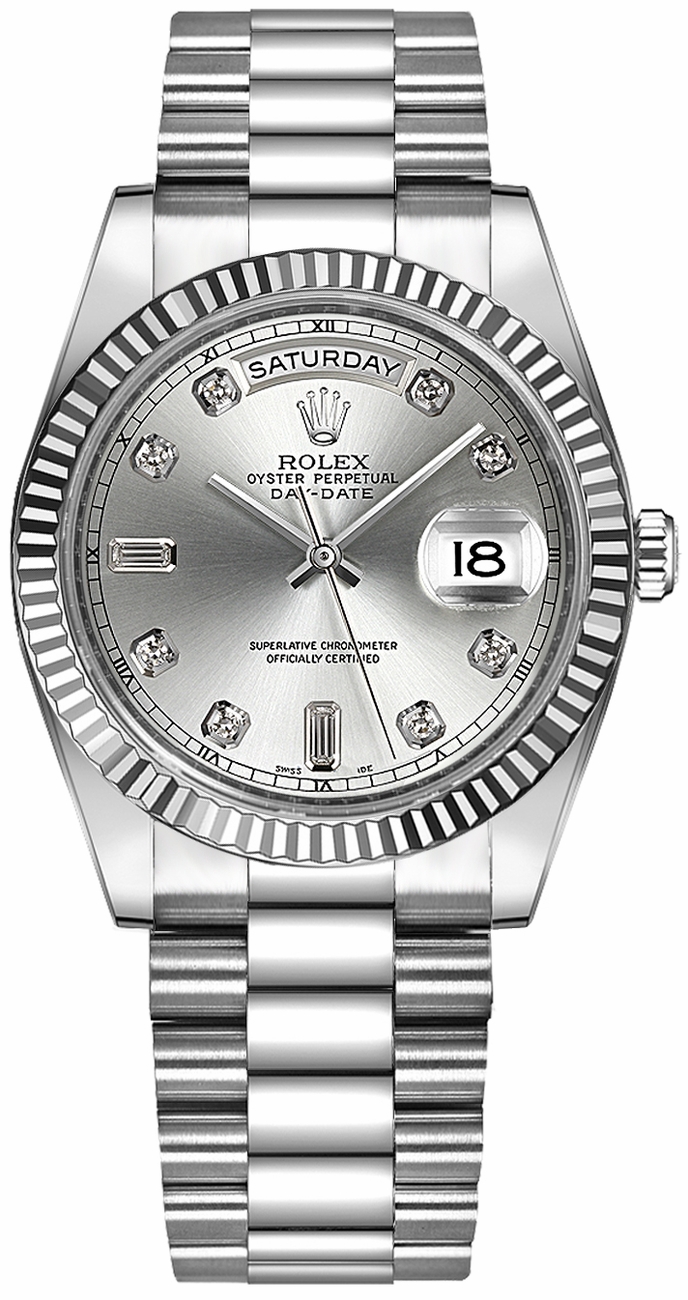 Rolex Day-Date Self winding Automatic Chronometer Silver Unisex Watch 118239-0086 