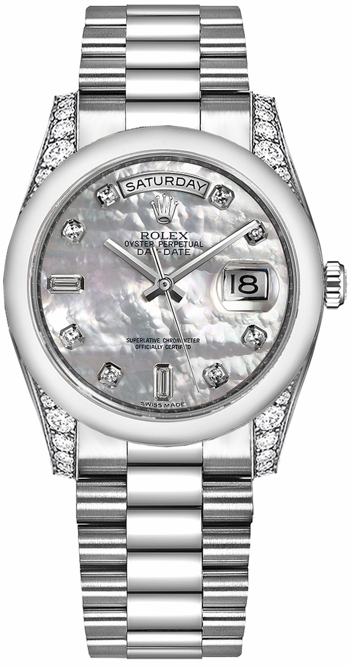 Rolex Day-Date Self winding Automatic Chronometer White Unisex Watch 118296-MOPDP 