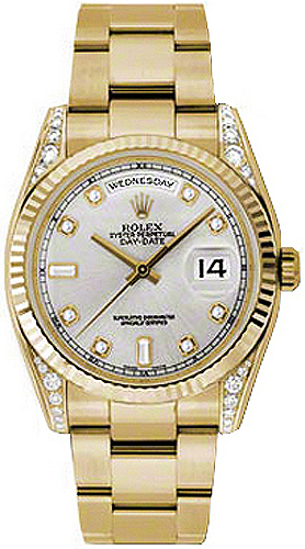 Rolex Day-Date Self winding Automatic Chronometer Silver Ladies Watch 118338-SLVDFO 