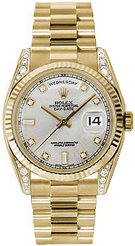 Rolex Day-Date Self winding Automatic Chronometer Silver Unisex Watch 118338-SLVDFP 