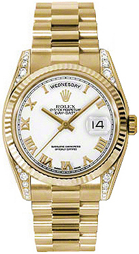 Rolex Day-Date Self winding Automatic Chronometer White Unisex Watch 118338-WHTRFP 