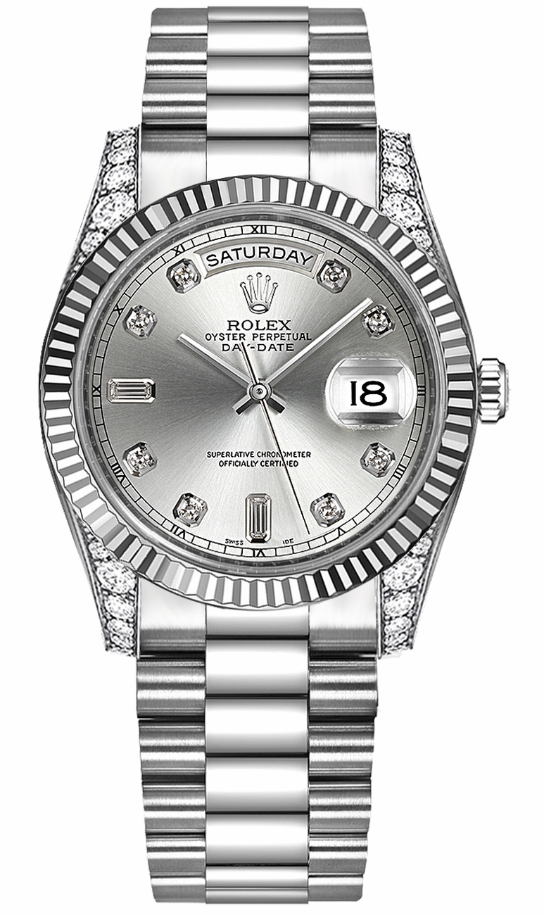 Rolex Day-Date Self winding Automatic Chronometer Silver Unisex Watch 118339-SLVDP 