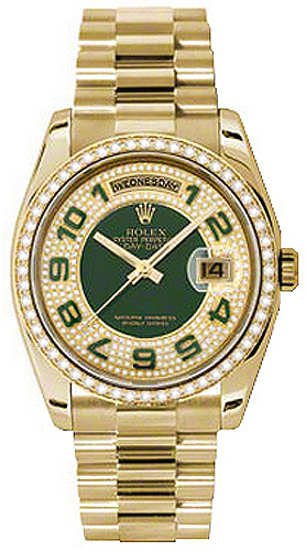 Rolex Day-Date Self winding Automatic Chronometer Diamonds Unisex Watch 118348-0054 