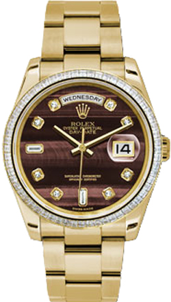 Rolex Day-Date Self winding Automatic Chronometer Brown Unisex Watch 118398-BLSEYEBGDO 