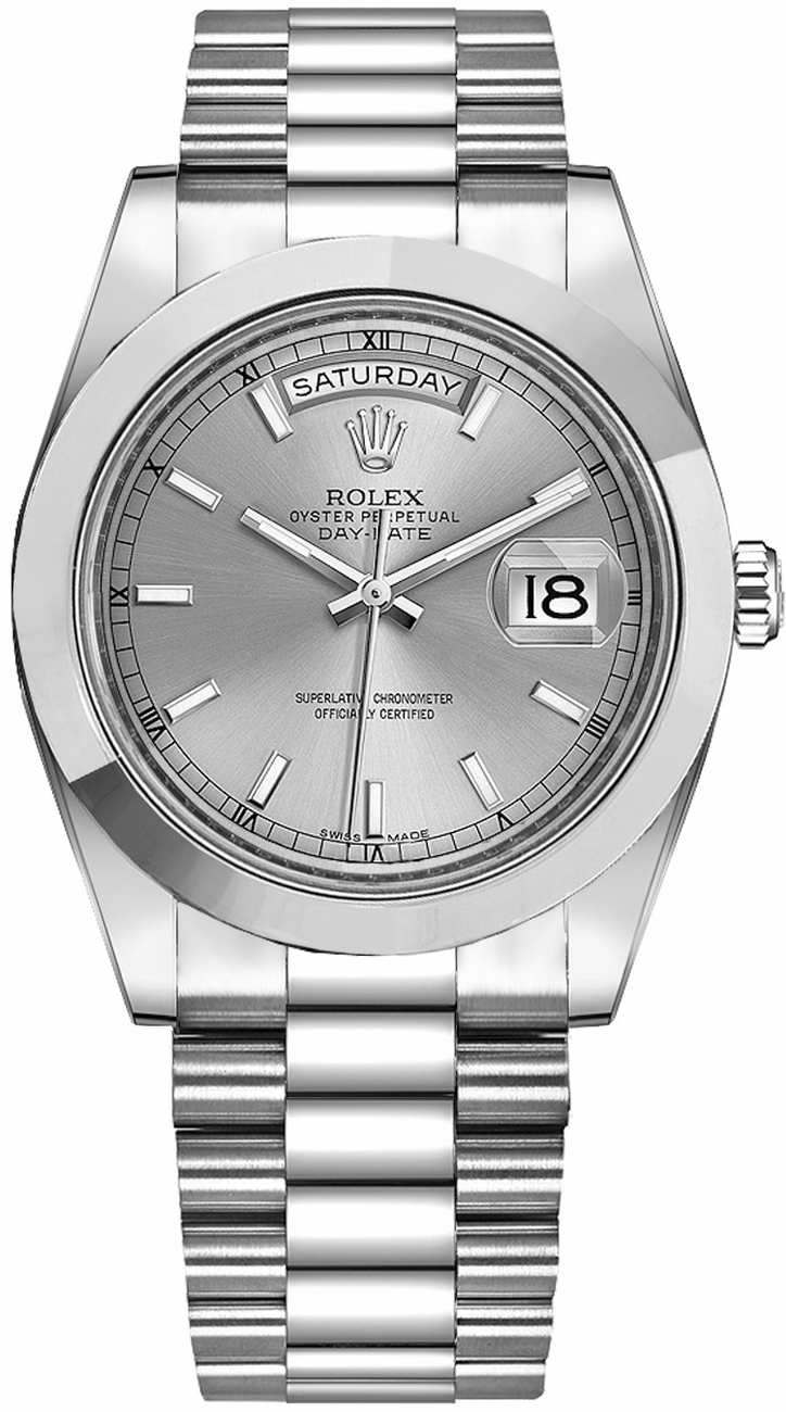 Rolex Day-Date Silver Watch 218206-SLVSP 