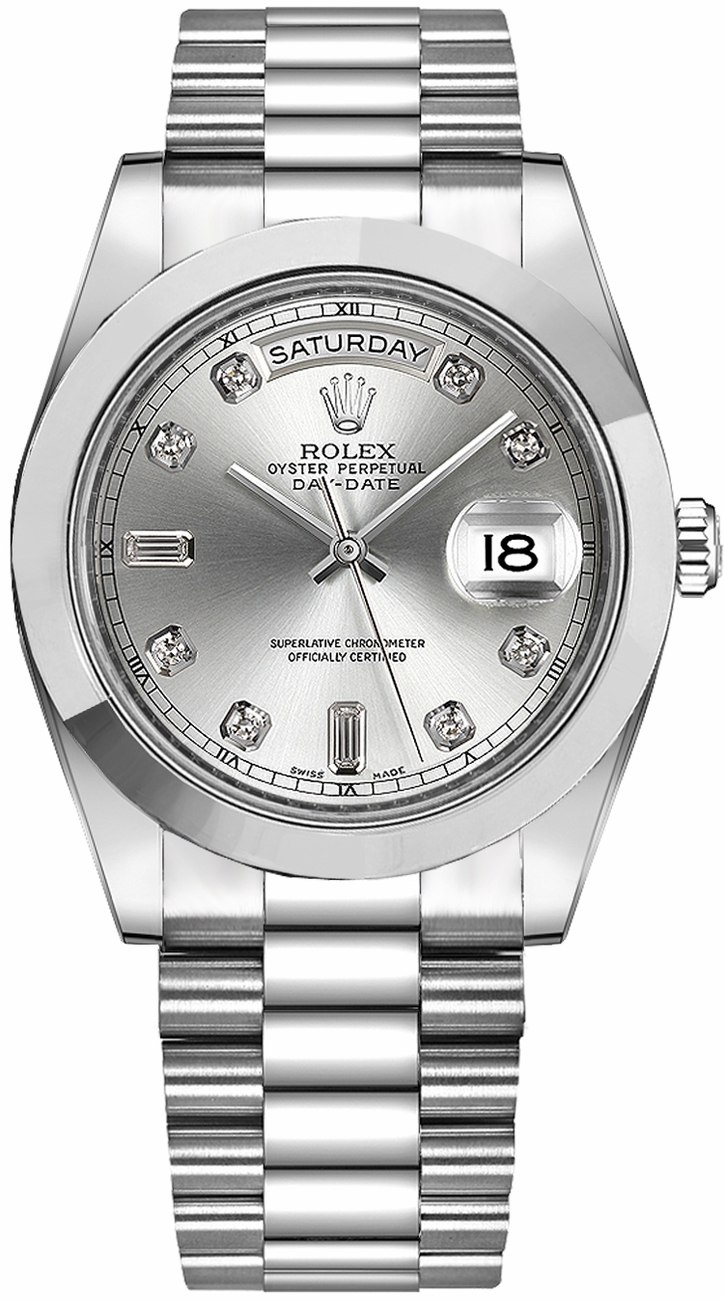 Rolex Day-Date Silver Mens Watch 218206-SLVDP 