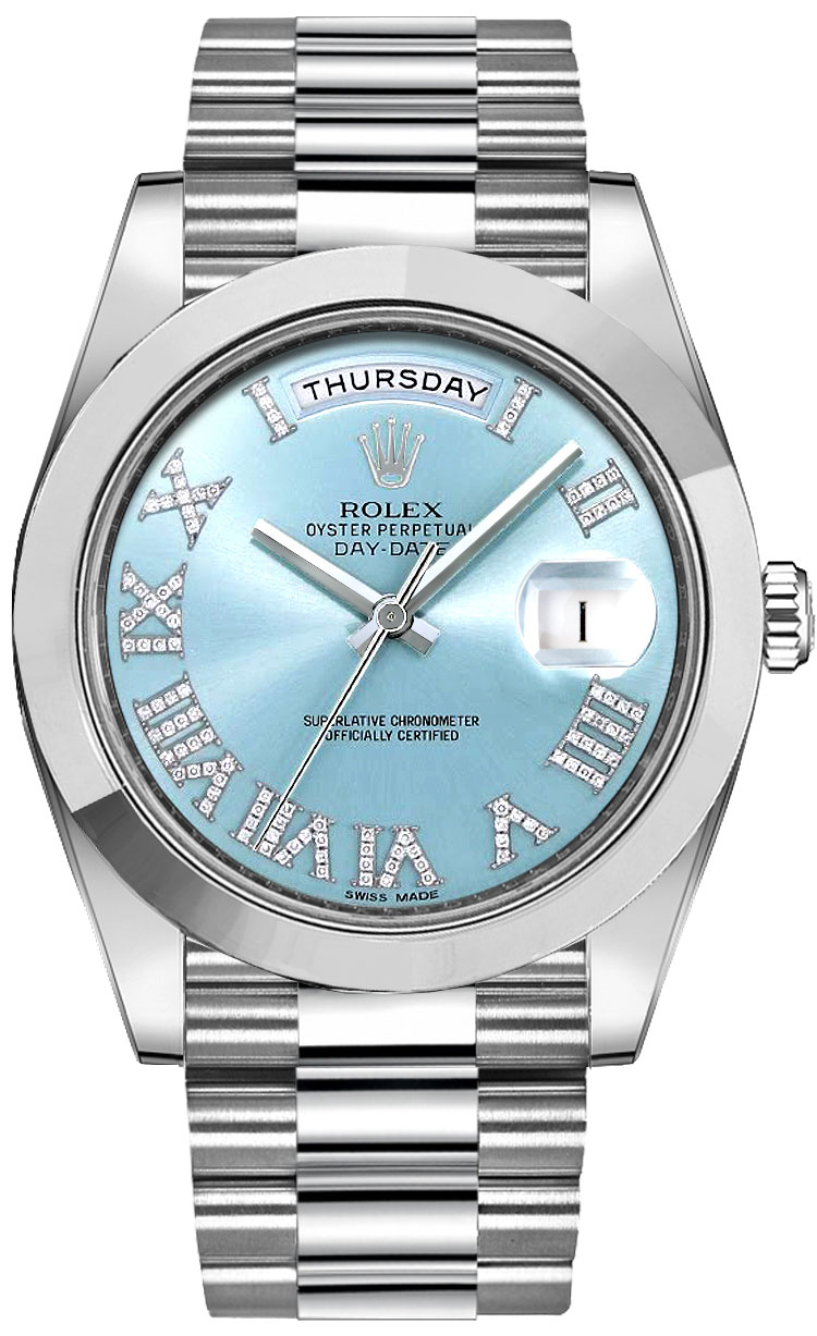 Rolex Day-Date Self winding Automatic Chronometer Blue Mens Watch 218206-0052 