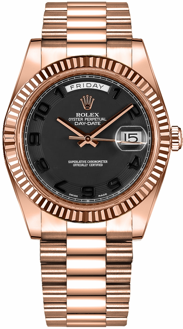 Rolex Day-Date Self winding Automatic Chronometer Black Mens Watch 218235-BLKCAP 