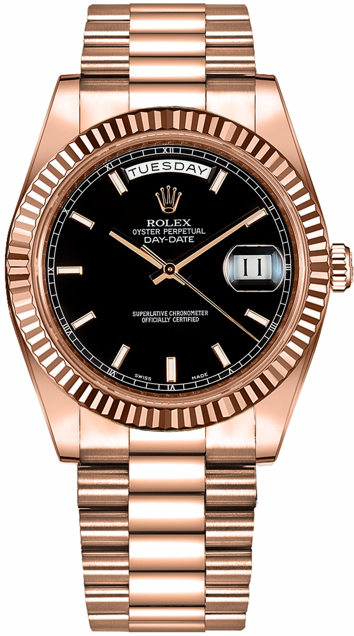 Rolex Day-Date Self winding Automatic Chronometer Black Mens Watch 218235-BLKSP 