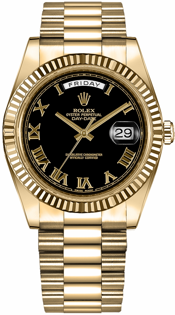Rolex Day-Date Self winding Automatic Chronometer Black Watch 218238-0041 