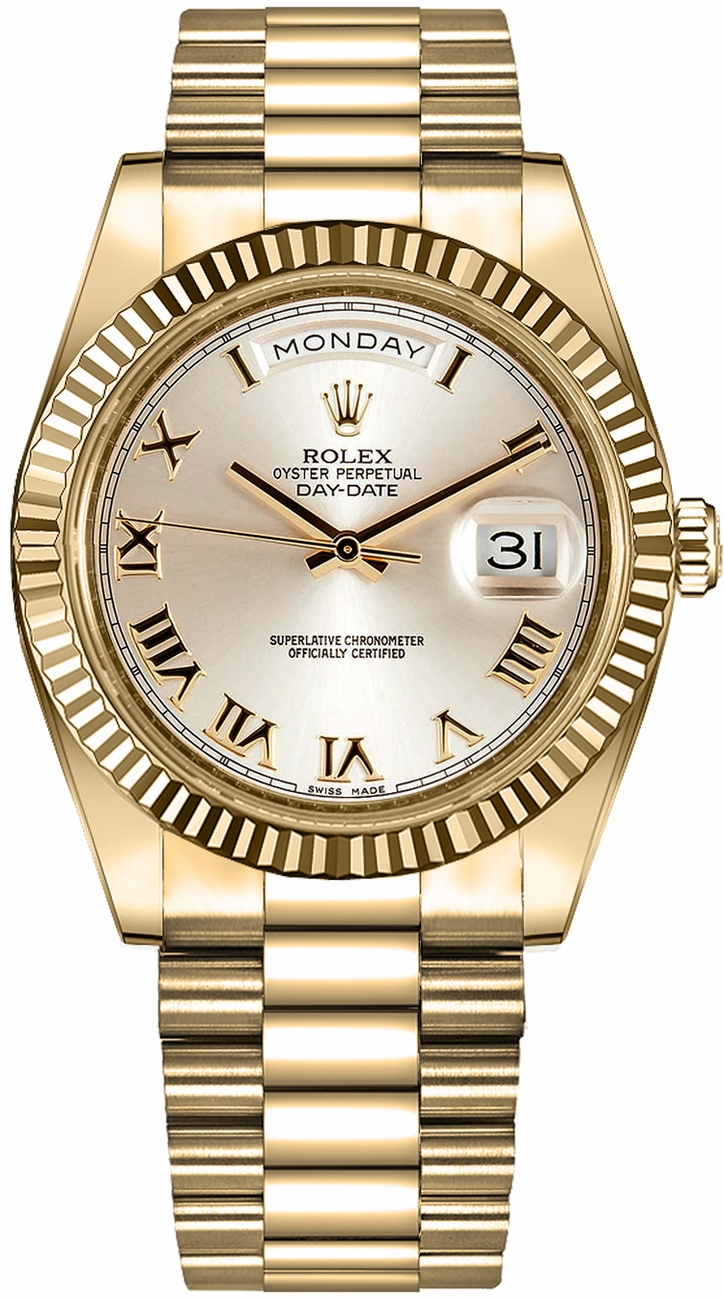 Rolex Day-Date Self winding Automatic Chronometer Silver Mens Watch 218238-SLVRP 
