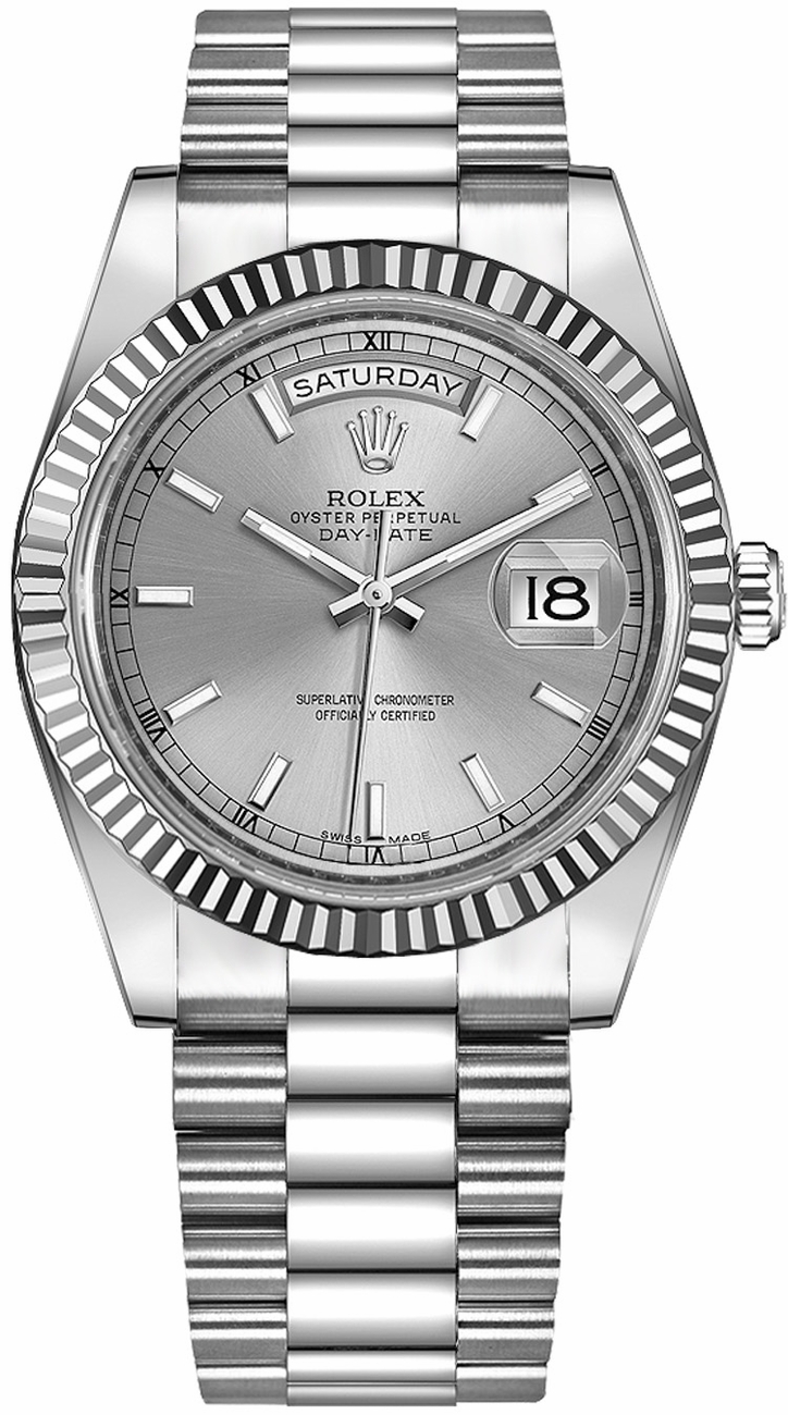 Rolex Day-Date Self winding Automatic Chronometer Silver Mens Watch 218239-SLVSP 