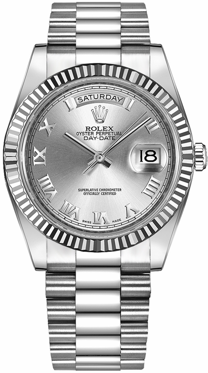 Rolex Day-Date Silver Mens Watch 218239-SLVRP 