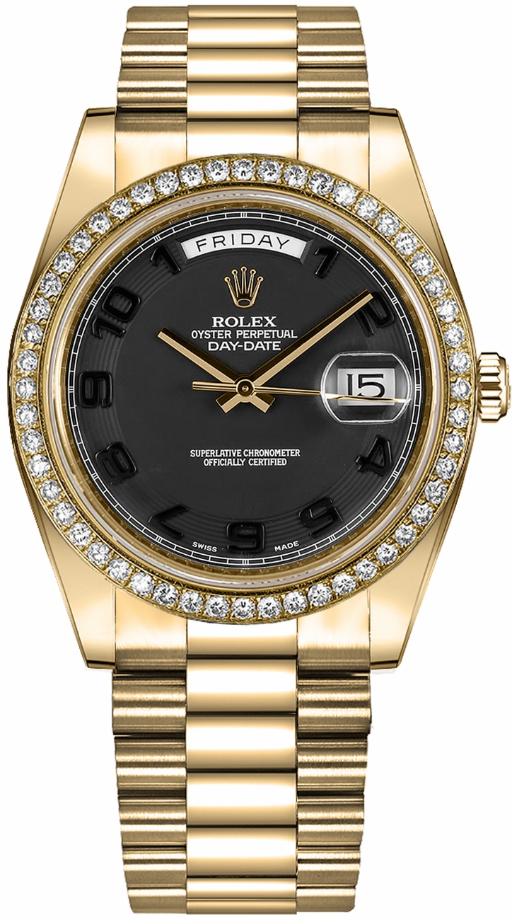 Rolex Day-Date Self winding Automatic Chronometer Black Mens Watch 218348-BLKCAP 