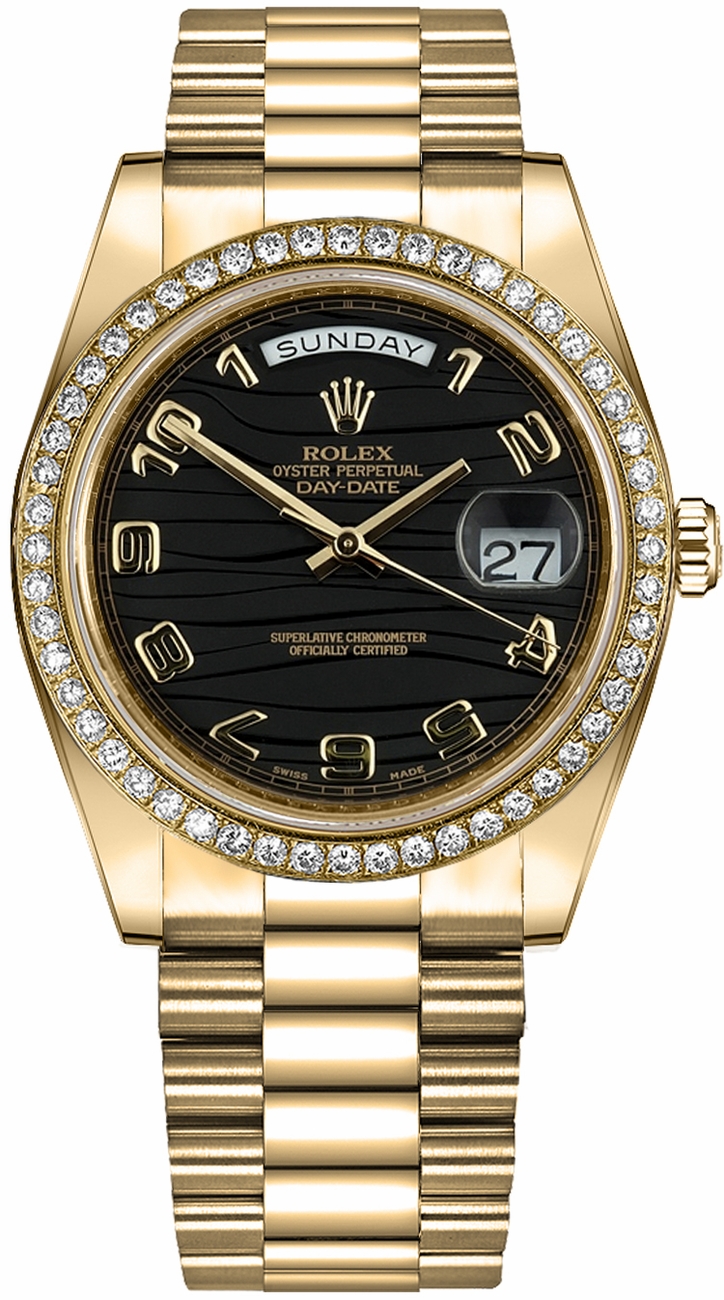 Rolex Day-Date Black Mens Watch 218348-BLKWAP 