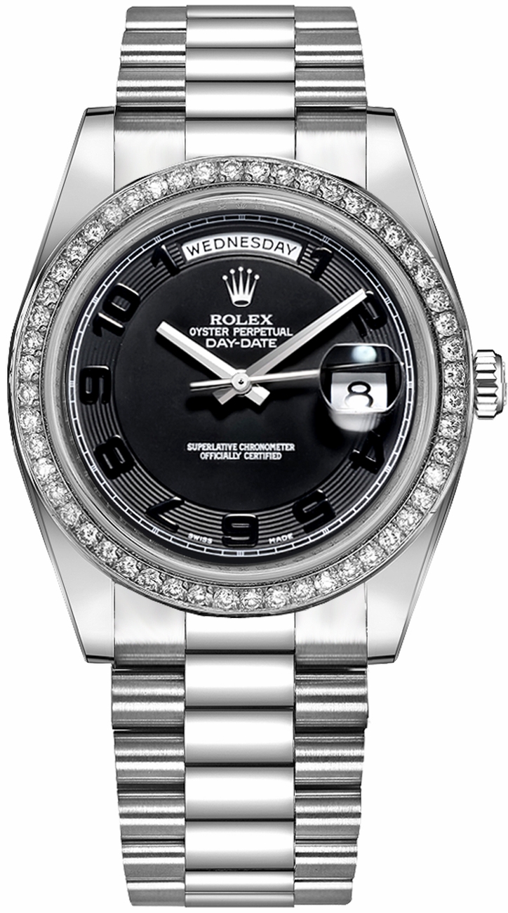 Rolex Day-Date Self winding Automatic Chronometer Black Mens Watch 218349-BLKCAP 