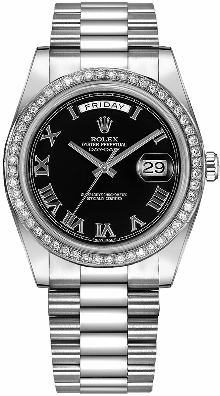Rolex Day-Date Self winding Automatic Chronometer Black Mens Watch 218349-BLKRP 