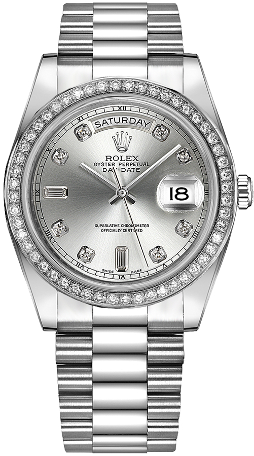 Rolex Day-Date Silver Mens Watch 218349-SLVDP 