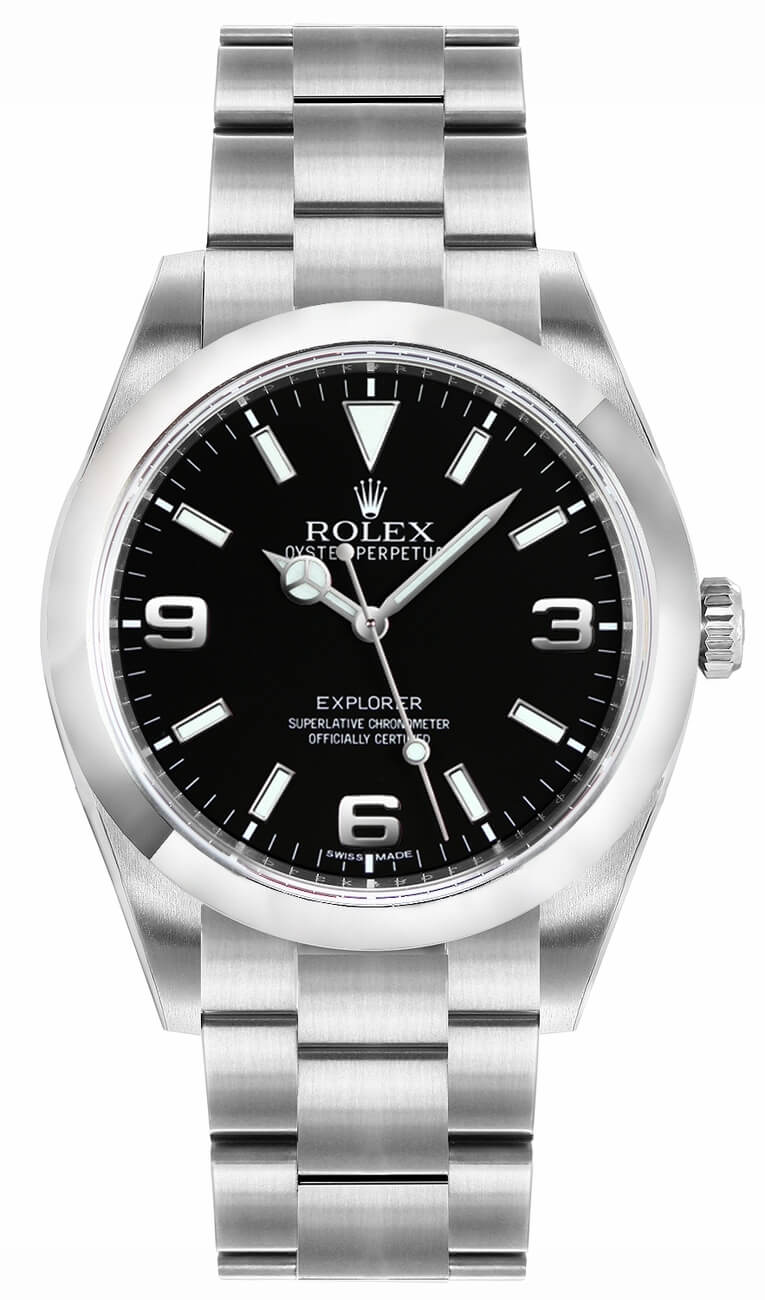 Rolex Explorer Self winding Automatic Black Mens Watch 214270-0001 