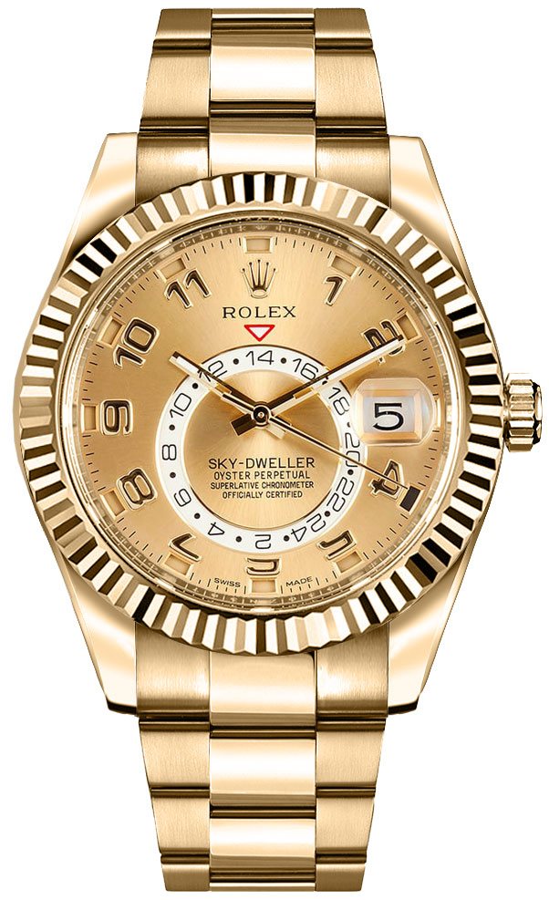Rolex Sky-Dweller Self winding Automatic Chronometer Champagne Mens Watch 326938-0002 