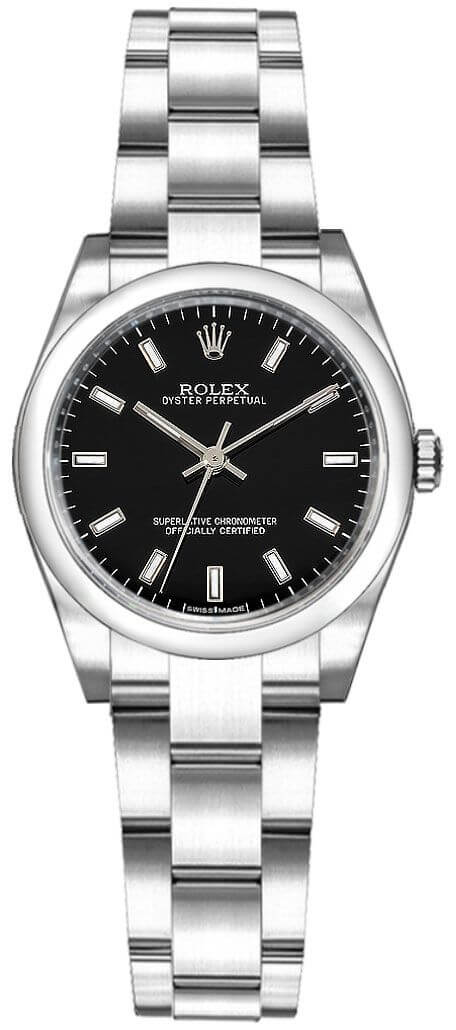 Rolex Oyster Perpetual Self winding Automatic Black Ladies Watch 176200-0017 