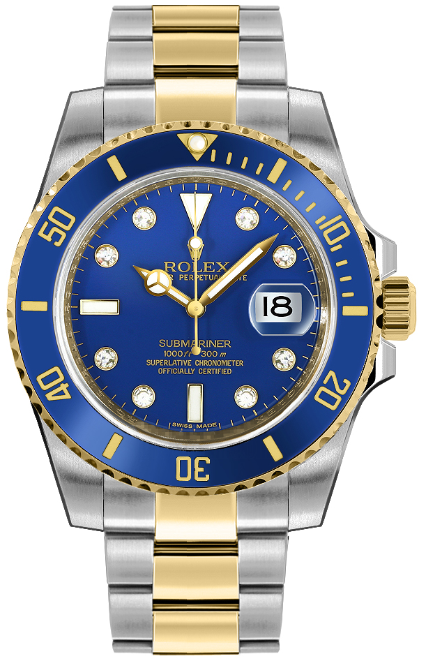 Rolex Submariner Self winding Automatic Blue Mens Watch 116613LB-DIAMOND 
