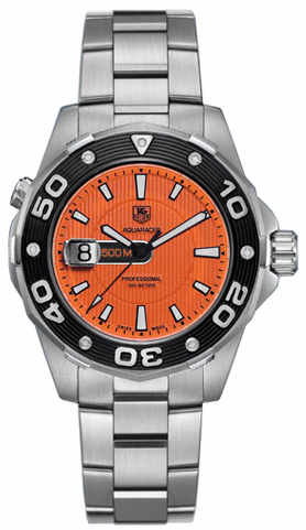 Tag Heuer Aquaracer Battery Operated Quartz Orange Mens Watch WAJ1113-BA0870 