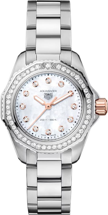 Tag Heuer Aquaracer Battery Operated Quartz Pearl White Ladies Watch WBP1451.BA0622 