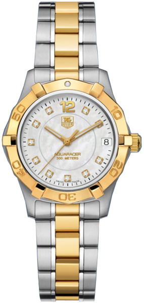 Tag Heuer Aquaracer Battery Operated Quartz Pearl White Mens Watch WAF1320-BB0820 