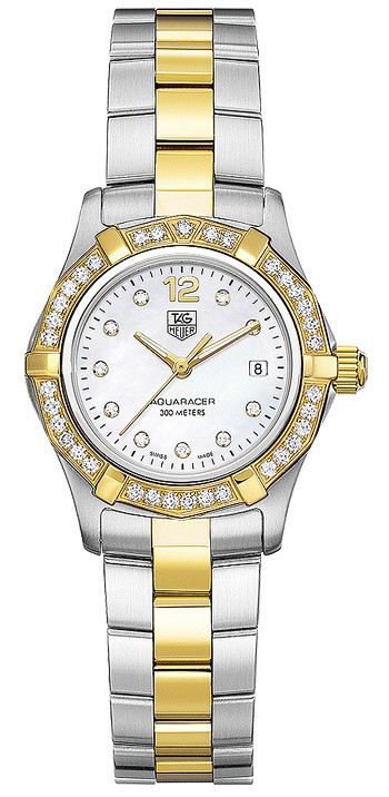 Tag Heuer Aquaracer 
Battery Operated Quartz Pearl White Ladies Watch WAF1450.BB0825 