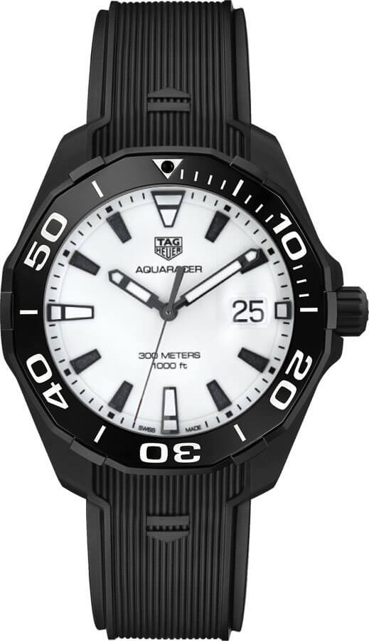Tag Heuer Aquaracer 
Battery Operated Quartz White Mens Watch WAY108A.FT6141 