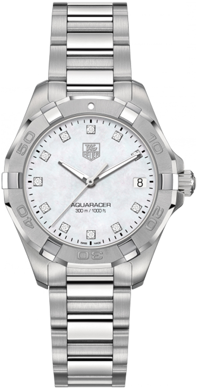 Tag Heuer Aquaracer 
Battery Operated Quartz Pearl White Ladies Watch WAY1313.BA0915 