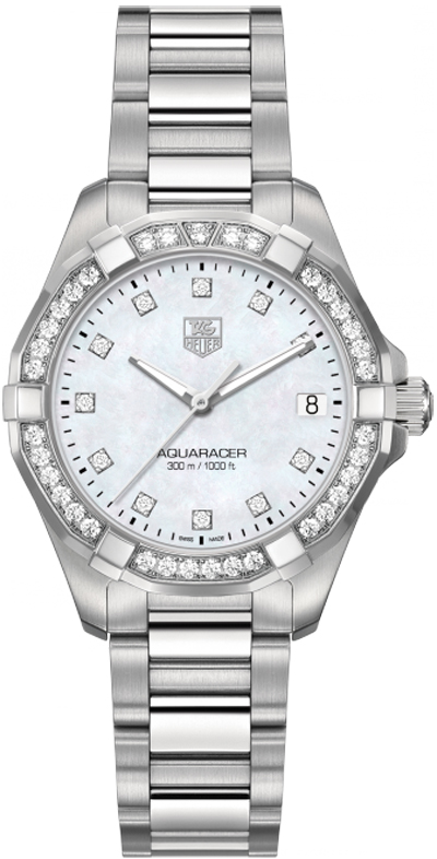 Tag Heuer Aquaracer 
Battery Operated Quartz Pearl White Ladies Watch WAY1314.BA0915 