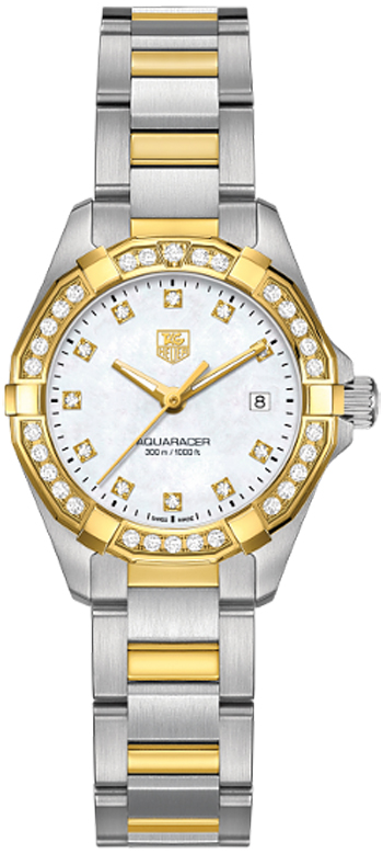 Tag Heuer Aquaracer 
Battery Operated Quartz Pearl White Ladies Watch WAY1453.BD0922 