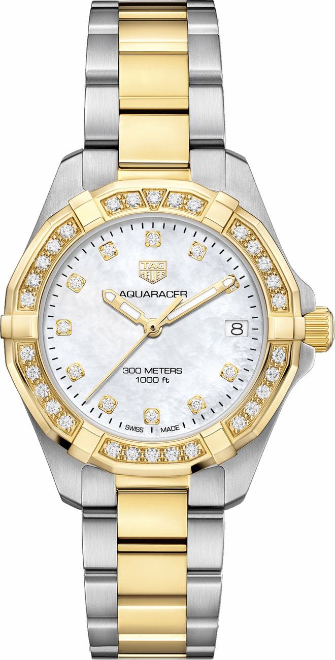 Tag Heuer Aquaracer 
Battery Operated Quartz Pearl White Ladies Watch WBD1323.BB0320 