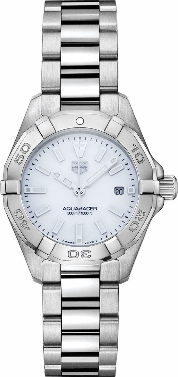 Tag Heuer Aquaracer Battery Operated Quartz White Ladies Watch WBD1411.BA0741 