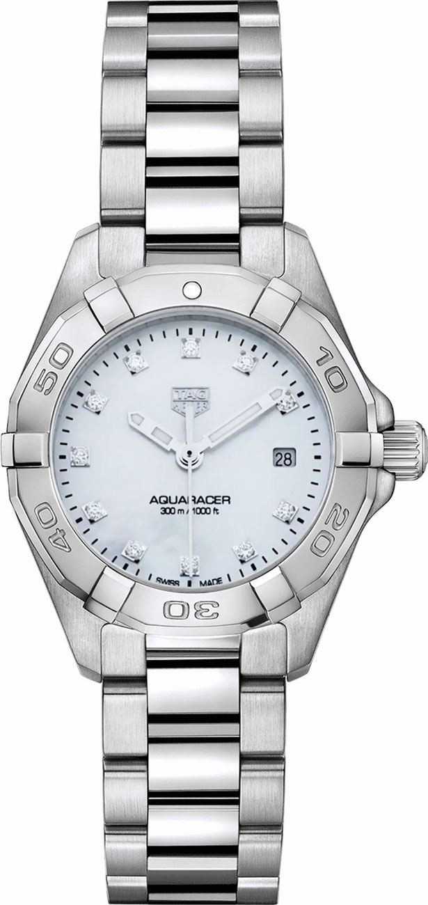 Tag Heuer Aquaracer Battery Operated Quartz Pearl White Ladies Watch WBD1414.BA0741 