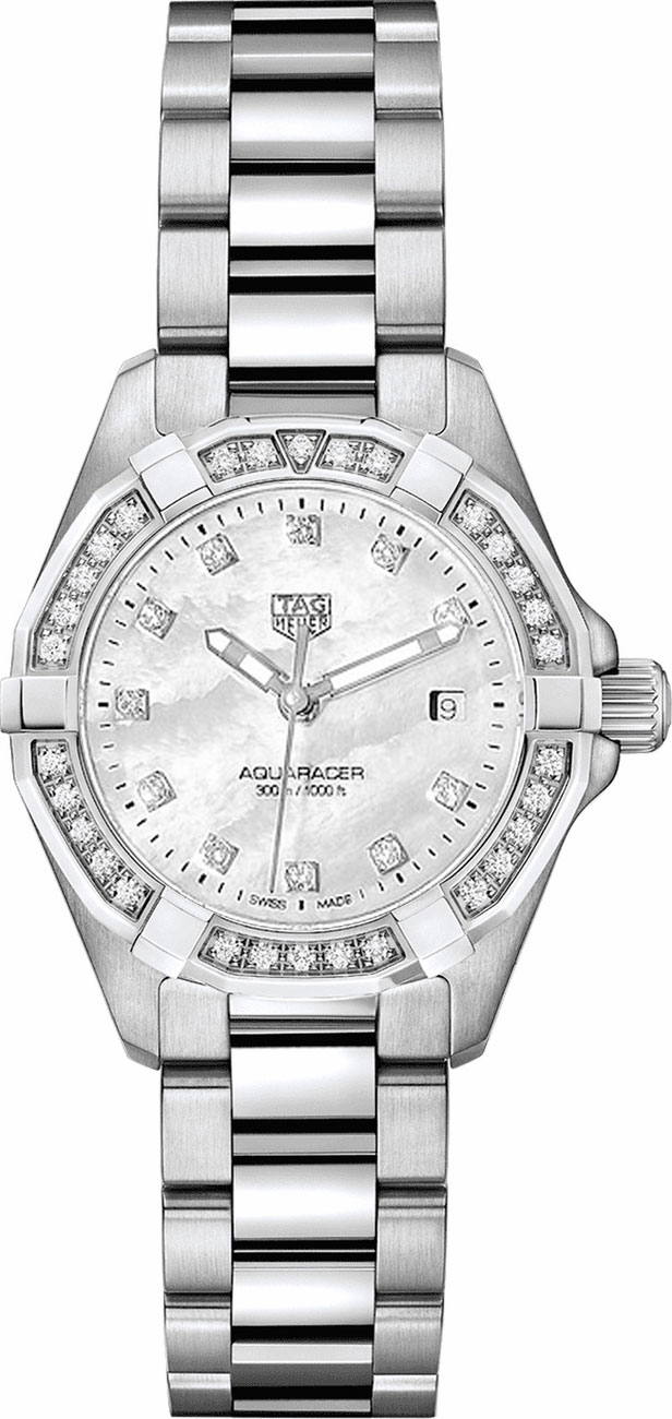 Tag Heuer Aquaracer Battery Operated Quartz Pearl White Ladies Watch WBD1415.BA0741 
