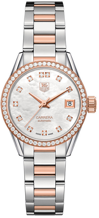 Tag Heuer Carrera Self winding Automatic Pearl White Ladies Watch WAR2453.BD0772 