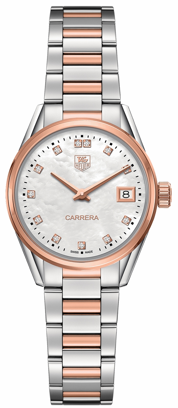 Tag Heuer Carrera Battery Operated Quartz White Ladies Watch WAR1352.BD0774 