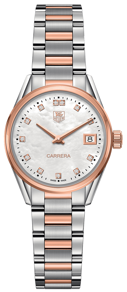Tag Heuer Carrera Battery Operated Quartz White Ladies Watch WAR1352.BD0779 