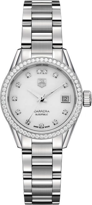 Tag Heuer Carrera Watches Ladies Pearl White Self winding Automatic WAR2415.BA0776 Watch 