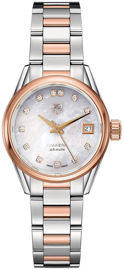 Tag Heuer Carrera Self winding Automatic Pearl White Ladies Watch WAR2452.BD0772 